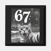 Cat Selfie With 67 Meme Funny Cats Graphic For Men Magnet (Vorne)