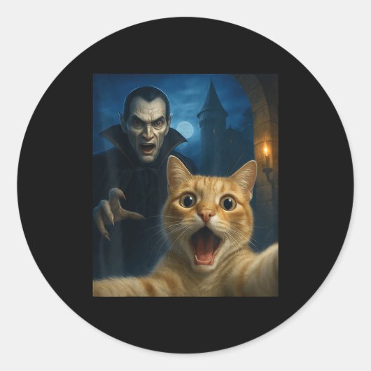 Cat Selfie With A Vamre Funny Cat Runder Aufkleber (Vorderseite)