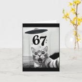 Cat Selfie With Alien Ufo And 67 Funny 6 7 For Men Karte (Gelbe Blume)