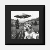 Cat Selfie With Alien Ufo Funny Cat Alien Bigfoot  Magnet (Vorne)