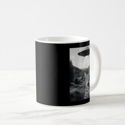 Cat Selfie With Alien Ufo Funny Cat Funny Ed Cat Kaffeetasse (VorderseiteRechts)