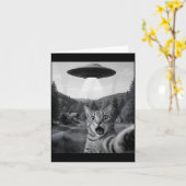 Cat Selfie With Alien Ufo Funny Cat Funny Ed Cat Karte (Gelbe Blume)