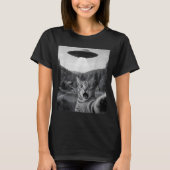 Cat Selfie With Alien Ufo Funny Cat Funny Ed Cat T-Shirt (Vorderseite)