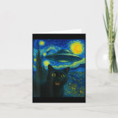 Cat Selfie With Alien Ufo Night Van Gogh Men Women Karte (Vorderseite)