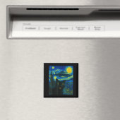 Cat Selfie With Alien Ufo Night Van Gogh Men Women Magnet (In Situ (Geschirrspüler))