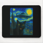 Cat Selfie With Alien Ufo Night Van Gogh Men Women Mousepad (Vorne)