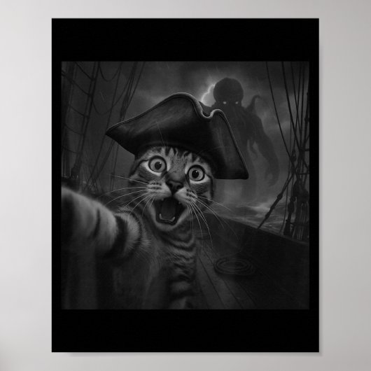 Cat Selfie With Cthulhu Cosmic Horror Funny Meme M Poster (Vorne)
