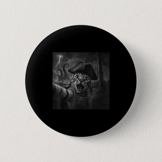 Cat Selfie With Kraken Octopus Funny Meme Men Wome Button (Vorderseite)