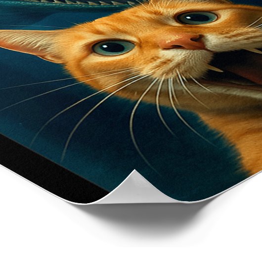 Cat Selfie With Mosasaurus Dinosaur For Boys Kids  Poster (Ecke)