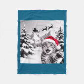 Cat Selfie With Santa Fleecedecke (Vorderseite)