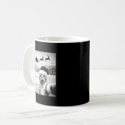 Cat Selfie With Santa For Men Women Kids Kaffeetasse (Vorderseite Links)