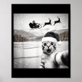 Cat Selfie With Santa For Men Women Kids  Poster (Vorne)