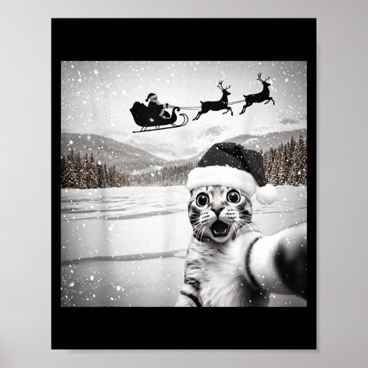 Cat Selfie With Santa For Men Women Kids  Poster (Vorne)