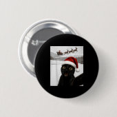 Cat Selfie With Santa Funny Black Cat Christmas Me Button (Vorne & Hinten)