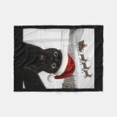 Cat Selfie With Santa Funny Black Cat Christmas Me Fleecedecke (Vorderseite (Horizontal))