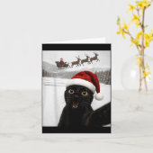 Cat Selfie With Santa Funny Black Cat Christmas Me Karte (Gelbe Blume)