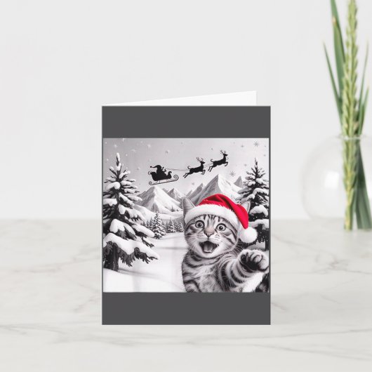 Cat Selfie With Santa  Karte (Vorderseite)