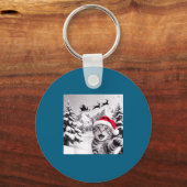 Cat Selfie With Santa  Schlüsselanhänger (Vorderseite)