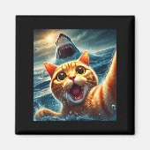 Cat Selfie With Shark Funny Magnet (Vorne)