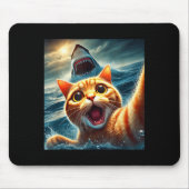 Cat Selfie With Shark Funny  Mousepad (Vorne)