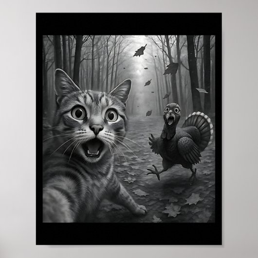 Cat Selfie With Turkey Funny Happy Thanksgiving Da Poster (Vorne)