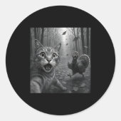 Cat Selfie With Turkey Funny Happy Thanksgiving Da Runder Aufkleber (Vorderseite)