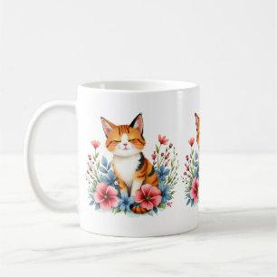 Cat Serenine Feline Botanische Kunst, Dichtung und Kaffeetasse