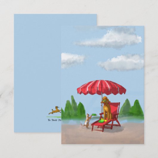 Cat Servant and Poodle Note Card Dankeskarte (Vorne/Hinten)