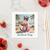 Cat serviert Hamburger für Beach Party Serviette (Beispiel)