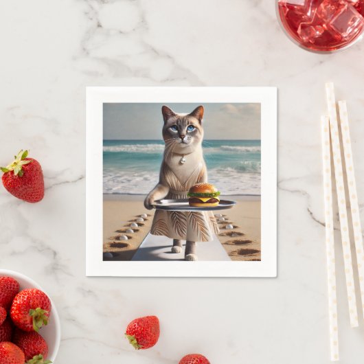 Cat serviert Hamburger Serviette (Beispiel)