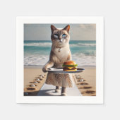 Cat serviert Hamburger Serviette (Vorderseite)