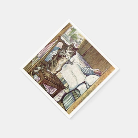 Cat Serving Tee Serviette (Ecke)