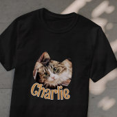 Cat Shape Modern Simple Custom Pet Chat Foto Name T-Shirt