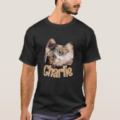 Cat Shape Modern Simple Custom Pet Chat Foto Name T-Shirt (Vorderseite)