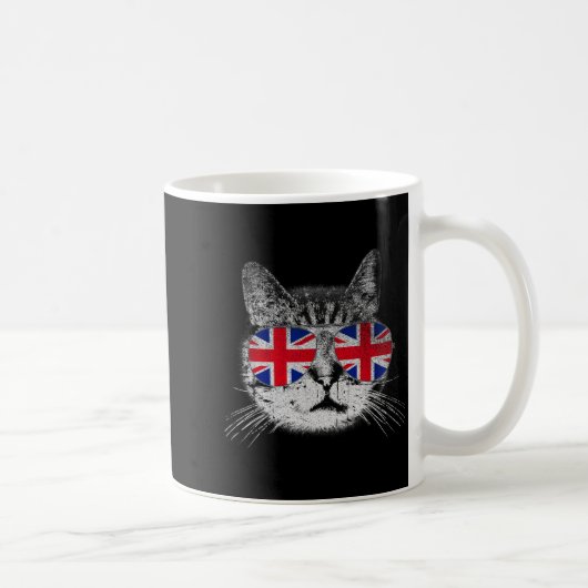 Cat Shirt Union Jack Flag Country Retro England Br Kaffeetasse (Rechts)