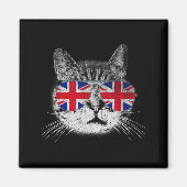 Cat Shirt Union Jack Flag Country Retro England Br Magnet (Vorne)
