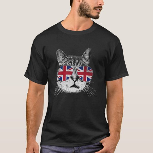 Cat Shirt Union Jack Flag Land Retro England Br (Vorderseite)