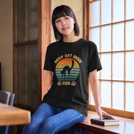 Cat-Shirt Women Best Cat Mom Ever Funny Mom T-Shirt