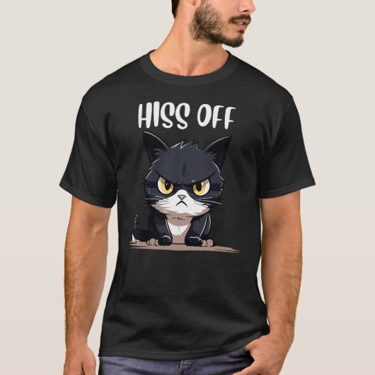 cat shirts for men, humor Hiss Off Meow Cat T (Vorderseite)