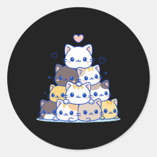Cat Shirts Frauen Niedliche Katzen Anime Kawaii Ja Runder Aufkleber