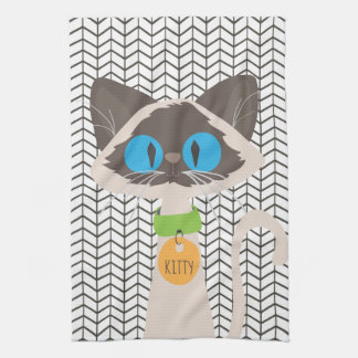 Cat Siamese Tonkinese Personalisiert Kitty Geschirrtuch