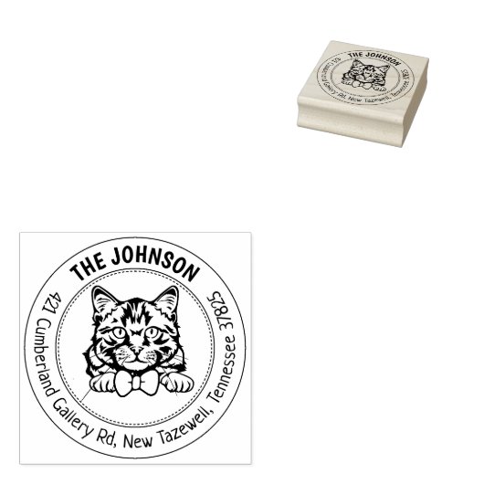 Cat Siberian Family Rücksendeadresse Gummistempel (Stempel)