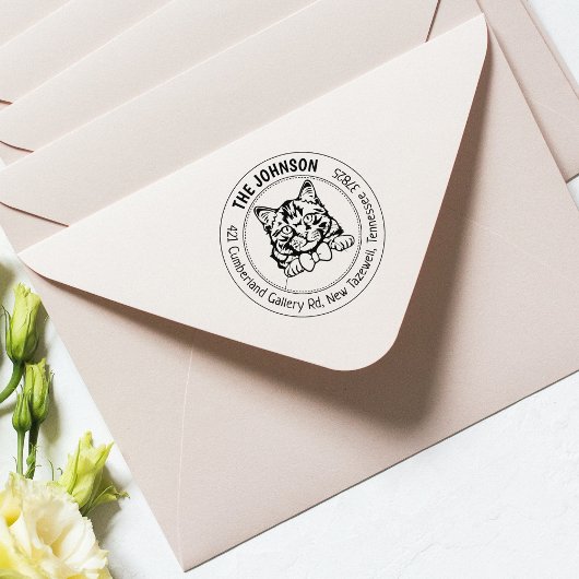 Cat Siberian Family Rücksendeadresse Gummistempel