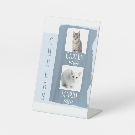Cat Signature Cocktail Drink Slate Blue Wedding Sockelschild (Vorderseite)