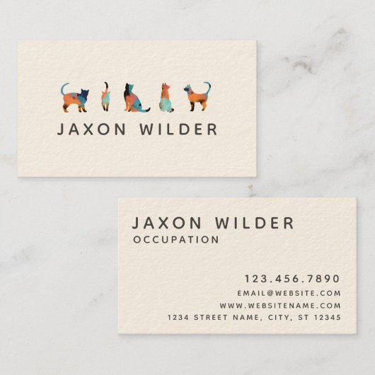 Cat Silhouette Cloud Watercolor Abstrakt Minimal Visitenkarte (Vorne/Hinten)