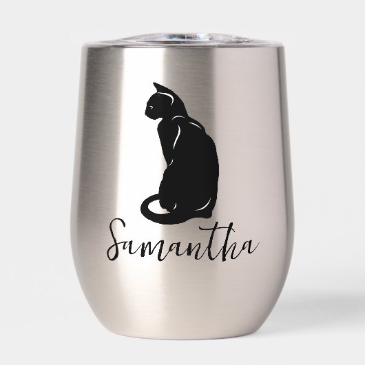 Cat Silhouette Design Thermal Wine Tumbler (Vorderseite)