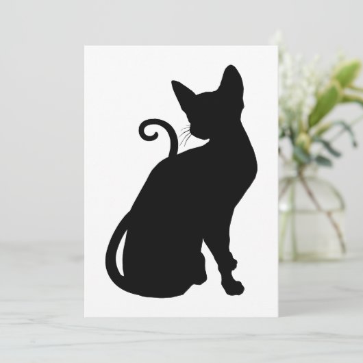 Cat Silhouette Einladung (Stehend Vorderseite)