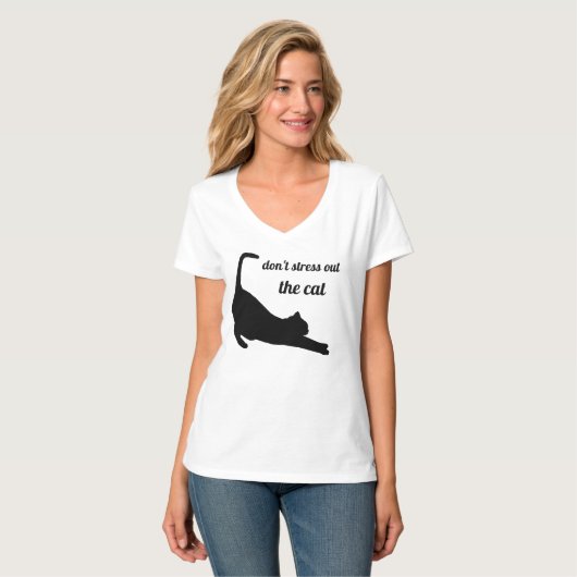 Cat Silhouette Funny T-Shirt (Vorderseite Vollansicht)