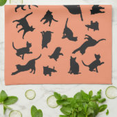 Cat Silhouette Geschirrtuch (Gefaltet)