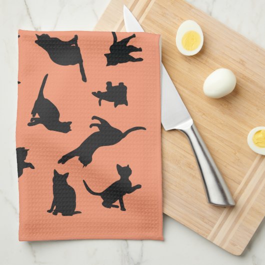 Cat Silhouette Geschirrtuch (Viertel Falte)